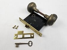 Vintage Brass Mortice Lock Set w/Key & Knobs NOS picture