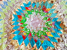 BEAUTIFUL Vintage Hand Stitched 6 Sided Unfinished Quilt Top 74
