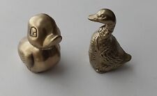 2 Very Cute Vintage Brass Ducks 3 Inch 3.5 Inch Figurines picture