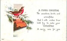 Postcard A Merry Christmas The Sunshine Bird Poem 1924 Souderton Pennsylvania picture