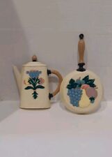 Vintage Burwood Kitchen Wall Hanging Decor Teapot Kettle and Frying Pan 1995 picture