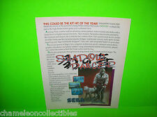 SHADOW DANCER 1989 ORIGINAL Video Arcade Game PROMO Magazine PRINT Ad Artwork picture
