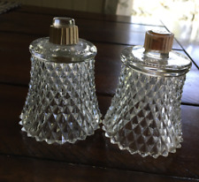 Vintage Homco Votives Clear Diamond Cut Glass Candle Holders Set of 2 picture