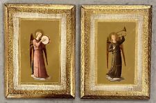 2 Vintage Italian After Fra Angelico Angel Plaque Gold Leaf Wooden Made In Italy picture