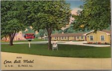 Vintage EL PASO, Illinois Postcard CORN BELT MOTEL Highway 51 Roadside Linen picture