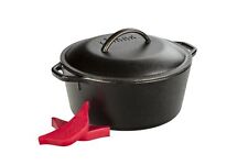 Lodge L8DOL3HH41PLT Cast Iron Dutch Oven with Handle Holders, 5 quart, Black/Red picture