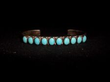Fine H.M Coonsis Native American Sterling Silver Turquoise Cuff Bracelet picture
