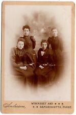 CIRCA 1880s CABINET CARD ANDERSON FOUR GORGEOUS YOUNG LADIES DAMARISCOTTA MAINE picture