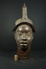 African BENIN Bronze IFE, ONI Royal King Head - Nigeria, AFRICAN TRIBAL ART picture
