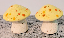 Vintage Retro Mushroom Salt Pepper Set Yellow Speckled picture