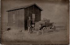Antique RPPC Well Dressed Man Near Early Automobile Postcard Depression Era? picture