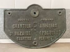🔥 RARE Antique 19th c. French Nautical Ship Bronze Sign, Saint Nazaire Penhoët picture