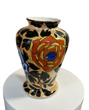 vase tan luster  glaze w multicolored floral motif #59 red mark Made In Japan picture