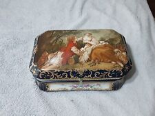 Vintage R S Prussia Domed  Porcelain Dresser Box Hand Painted Scene 10.5