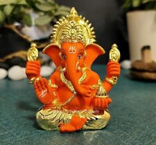 Ganesh Murti Idol Siddhi Vinayak Lord Ganesha Indian Temple Gold Orange 3.5