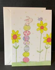 VTG David Walker Easter Card UNUSED Bunny on Top Stack Glittery Decorated Eggs picture