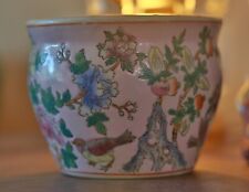 Vintage Chinese Porcelain Enamel Famille Rose Longevity Peach Bowl Planter Vase  picture
