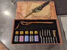Calligraphy Quill Pen and Ink Set,Feather Pen Set Includes Quill Pen,Wooden Dip picture