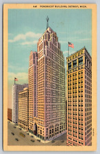Postcard MI Detroit Penobscot Building Linen UNP A6 picture