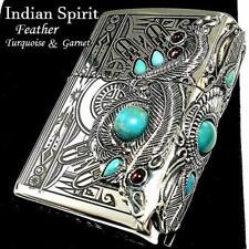 Zippo Indian Spirit Feather Lighter Turquoise Three-Sided Metal picture
