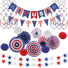 35PCS 4th Fourth of July Patriotic Decorations Set-Red/White/Blue Paper Fans picture