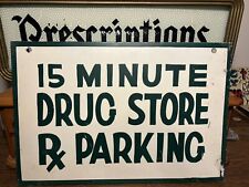 1930s Drug Store Pharmacy Folk Art Hand Painted Tin Parking Advertising Green RX picture