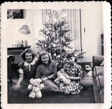 Vintage 1947 Photo of Pre Teen Girls with Teddy Bears Christmas ARDELLE FOULKE + picture