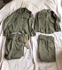 Vintage Boy Scouts of America Uniform Green Shirt & Pants W/ Red Trim Sanforized picture