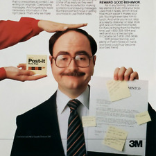 Scotch Post-it 3M Paper Ad 1980s Office Worker Note Pad Vintage Art Print B242 picture