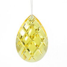 Suncatcher 75MM Yellow Faceted Prism Crystal Hanging Chandelier Pendant Glass picture