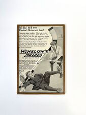 Harvey’s Wallhangers Early 1900s Winslow’s Skates Framed Antique Hockey Ad picture
