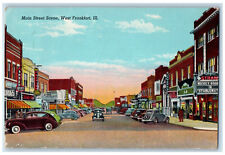 1948 Main Street Scene West Frankfort Thompsonville Illinois IL Vintage Postcard picture