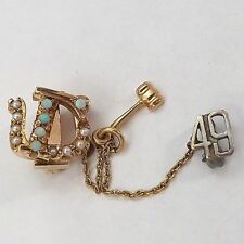 Antique 10K Gold Rare Gamma Psi Opal Seed Pearl Sorority Pin & Gavel 3.9 gr picture