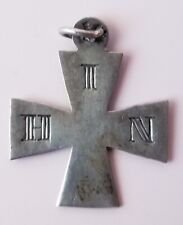 Antique Sterling Maltese Cross Pendant Charm IHN 1886 