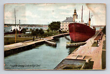1907 DB Postcard Sault Ste. Marie MI Michigan Soo Lock Freighter Ship High Level picture