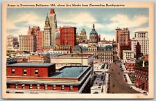 Vtg Baltimore Maryland MD Downtown 1930s Street View Old Linen Postcard picture