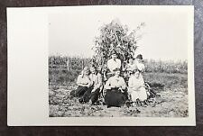 Rare Vintage RPPC Real Photo Postcard 1900s Group Men + Women Cornfield K21 picture