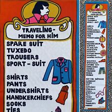 VTG Fisba Stoffels Traveling Memo For Him Wall Hanging 1970's Packing List  picture