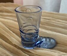 Vintage Blue Glass Boot Toothpick Holder Horseshoes & Star Embossed Japan picture