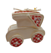 Vintage Inarco Gingham Foam Motor Car Jalopy Christmas Holiday Ornament 3 1/4