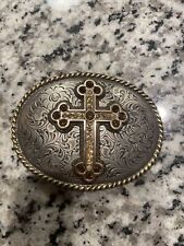 Vintage Nocona Classic Western Belt Buckle Cross With Embellishments 1990’s picture