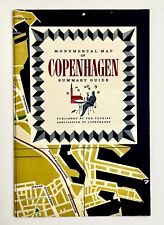 1950s Copenhagen Vintage Monumental Map Summary Tourist Guide Dining Shop Hotels picture