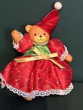 Enesco Teddy Bear Red Dress & Hat Christmas Ceramic Figure 6