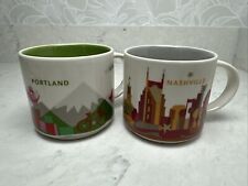 Starbucks Coffee You Are Here Collection Mug 14 oz Portland Nashville - Lot of 2 picture