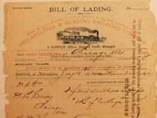 1882 Philadelphia & Reading Railroad Co Bill of Lading Rates to Chicago C337 picture