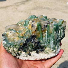 1925g Large Natural Green Tourmaline Quartz Crystal Mineral Rough Specimen picture