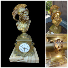 Vintage Greek general  Philopoemen Bronze on onyx marble clock tiger heads picture