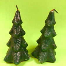2 Vtg. Tavern Wax Christmas Candles Green Socony Vacuum Oil / Mobil Oil Pegasus picture