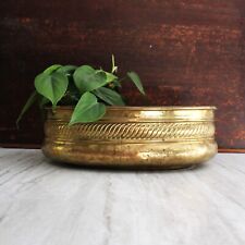Vintage Large Oval Hand Hammered Brass Planter. picture