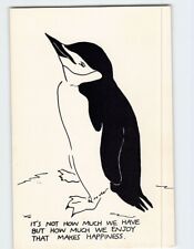 Postcard Penguin Art Print with Happiness Text Print picture